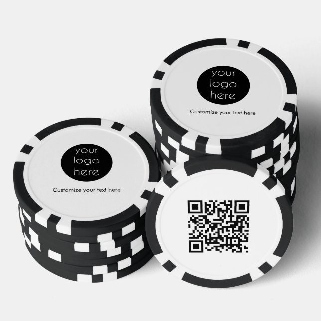 Jetons De Poker Logo d'entreprise Code QR promotionnel Texte (Empiler)