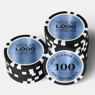 Jetons De Poker Logo d'entreprise en métal faux bleu personnalisé