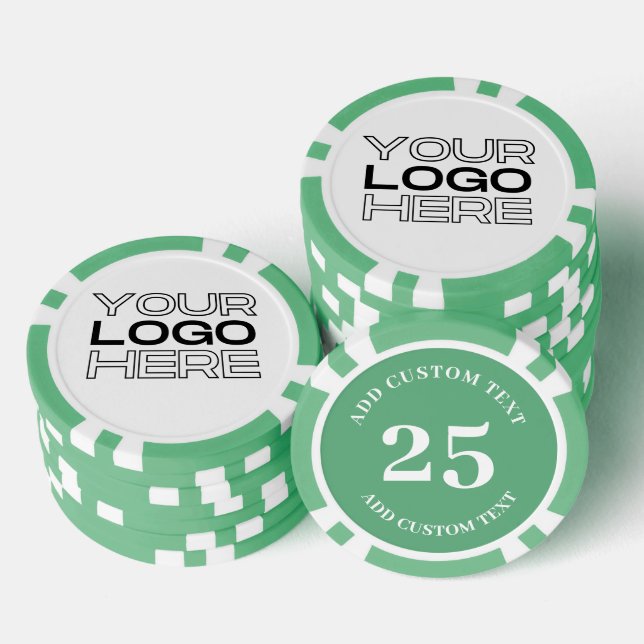 Jetons De Poker Logo d'entreprise personnalisé Green 25 Value Game (Empiler)