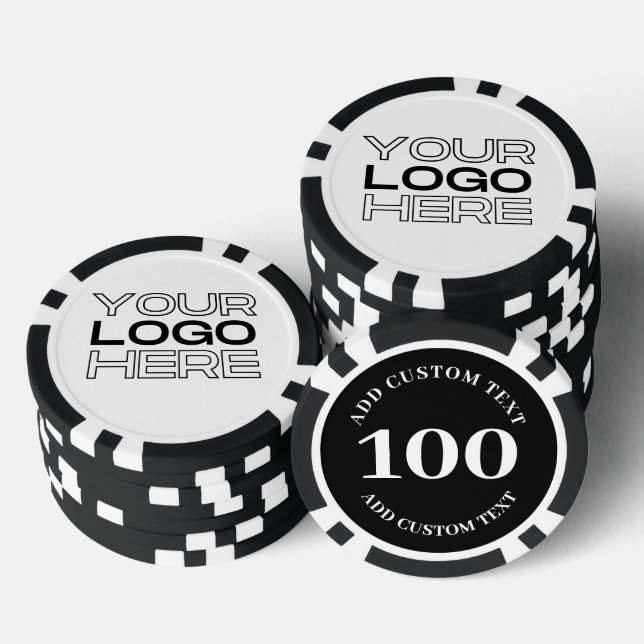 Jetons De Poker Logo d'entreprise personnalisé Jeu de valeur Black (Empiler)