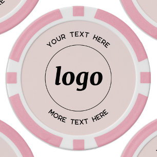 Jetons De Poker Logo et texte commercial promotionnel Blush Pink