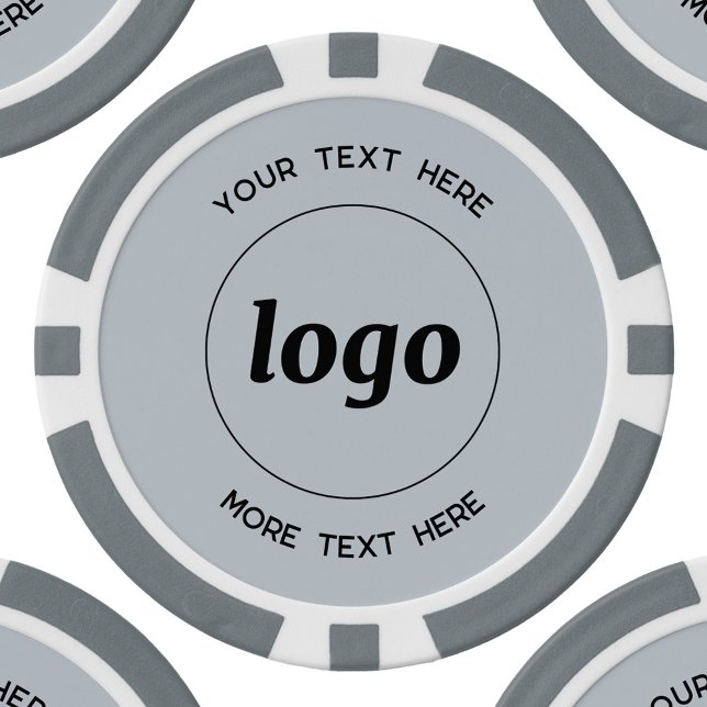 Jetons De Poker Logo et texte Entreprise Promotion Poudre Bleue (Logo with custom text light dusty powder blue business promotional branded poker chips)