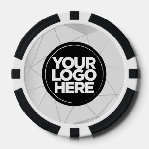 Jetons De Poker Logo et Texte Géométrique Argent Personnalisés