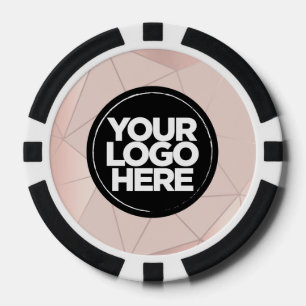 Jetons De Poker Logo et Texte Géométrique Rose Personnalisé