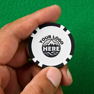 Jetons De Poker Logo et texte personnalisés blancs