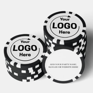 Jetons De Poker Logo et texte personnalisés Cool Black and White