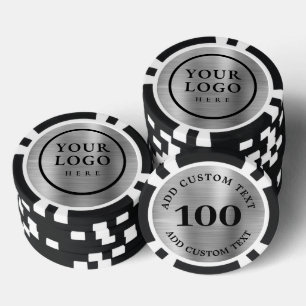 Jetons De Poker Logo et texte personnalisés en métal faux argent