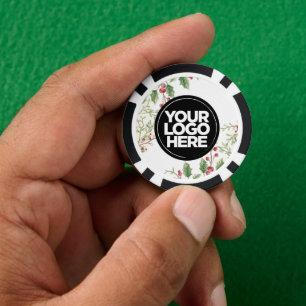 Jetons De Poker Logo et texte personnalisés Noël Holly Berry