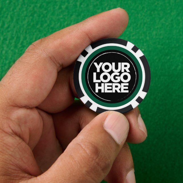 Jetons De Poker Logo personnalisé et Cool de texte vert foncé (main)