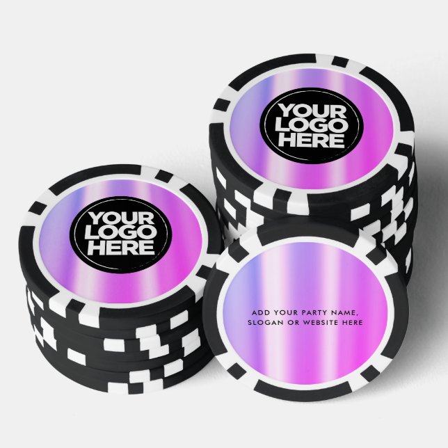 Jetons De Poker Logo personnalisé et Cool de texte violet (Empiler)