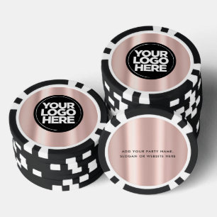 Jetons De Poker Logo personnalisé et texte rose pâle