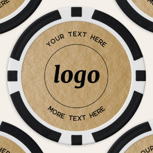 Jetons De Poker Logo Simple et Texte Affaires Promotionnel Or