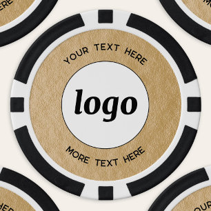 Jetons De Poker Logo Simple et Texte Affaires Promotionnel Or