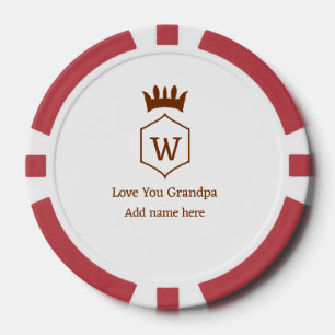 Jetons De Poker Love you grand-pa couronne ajouter nom détails bru
