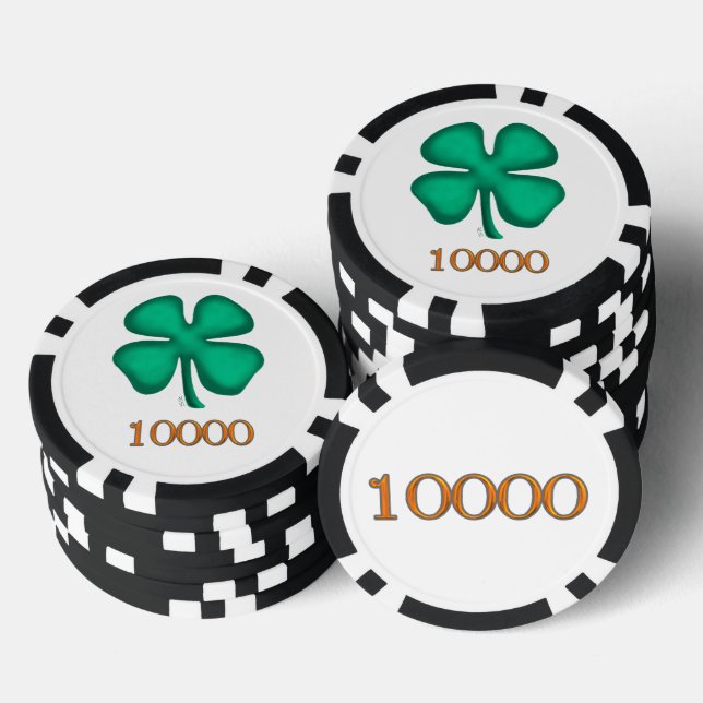 Jetons De Poker Lucky 4 Leaf Irish Clover bg 10K bande puce de pok (Empiler)