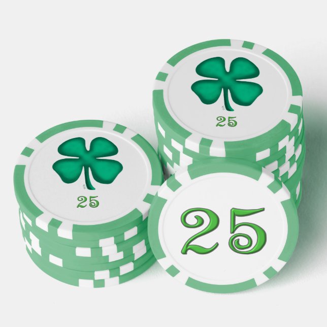 Jetons De Poker Lucky 4 Leaf Irish Clover grn 25 stripe puce de po (Empiler)