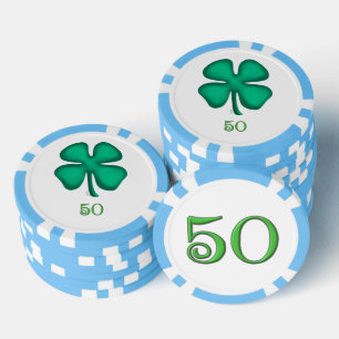 Jetons De Poker Lucky 4 Leaf Irish Clover lbl 50 stripe puce de po