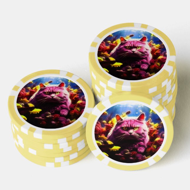 Jetons De Poker Lucky Poker Chips for Cat Lovers (Empiler)