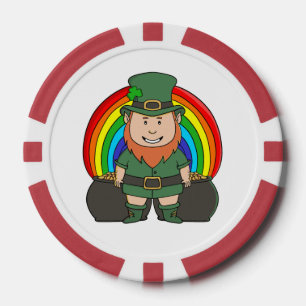 Jetons De Poker Lutin chanceux avec pot d'or arc-en-ciel