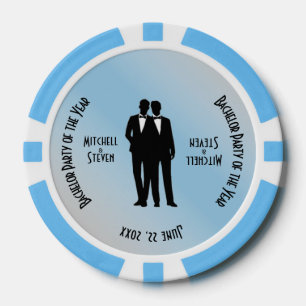 Jetons De Poker M. & Mr Bachelor Party Blue