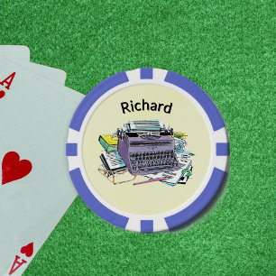 Jetons De Poker Machine à écrire manuelle violette du milieu du si