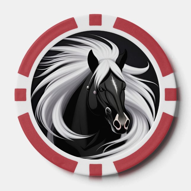 Jetons De Poker Magnifique Cheval Noir (Recto)