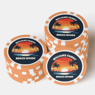 Jetons De Poker Magnifiques palmiers personnalisés lever de soleil