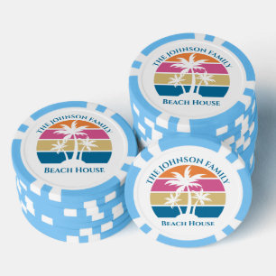 Jetons De Poker Maison de plage personnalisée avec palmier tropica