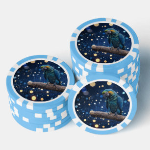 Jetons De Poker Majesté Bleue : La Macaw Bleue Sur Dreamy Blue Bok