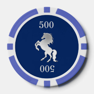 Jetons De Poker Majestic Horse Marine Bleu et argent