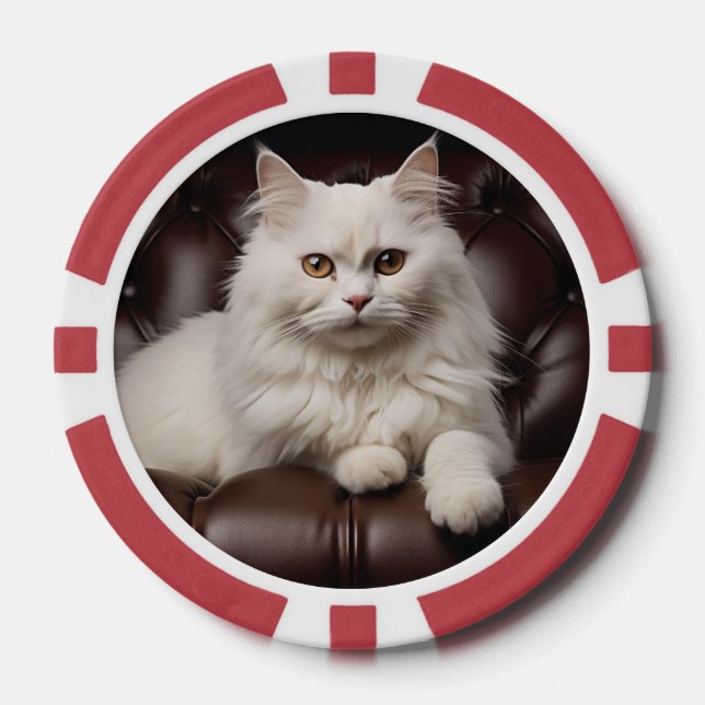 Jetons De Poker Majestic white cat (Recto)