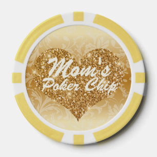 Jetons De Poker Maman's Poker Chip Gold Faux Parties scintillant C