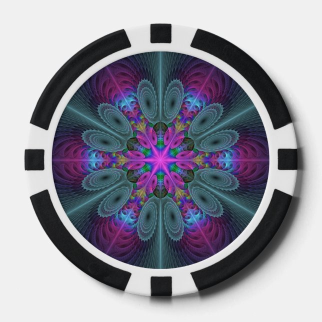 Jetons De Poker Mandala Colorful Striant Fractal Art Kaleidoscope (Recto)