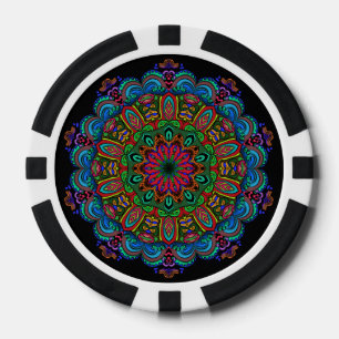 Jetons De Poker Mandala dynamique Floral & Motif géométrique