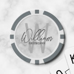 Jetons De Poker Marbre blanc Script moderne Groomsmen personnalisé<br><div class="desc">Monogramme et cadeaux de nom minimaliste moderne Personnalisé Ce design présente un nom personnalisé en gris moderne écriture de script style de police et monogramme en gris clair moderne sans serif style de police comme arrière - plan, avec titre en gris moderne sans serif style de police, sur arrière -...</div>
