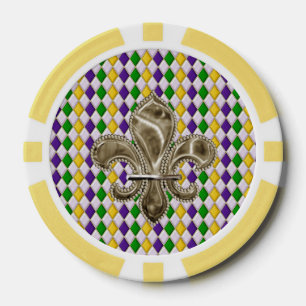 Jetons De Poker Mardi Gras Arlequin Motif 2 Avec Fleur de Lis