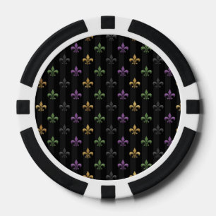Jetons De Poker Mardi Gras Coloré Fleur De Lis Sombre Vertical