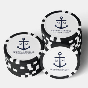Jetons De Poker Mariage Ancre bleu marine