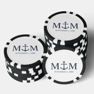 Jetons De Poker Mariage Ancre bleu marine