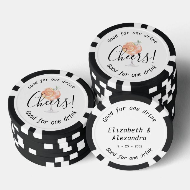 Jetons De Poker Mariage de boisson Aperol Cheers moderne (Empiler)
