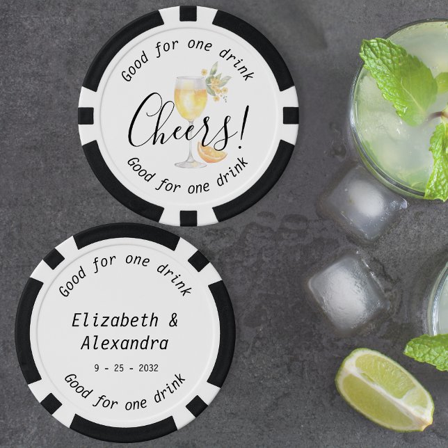 Jetons De Poker Mariage de boisson Mimosa moderne (Modern Cheers Mimosa Drink Wedding Poker Chips)