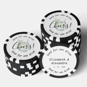 Jetons De Poker Mariage de boisson tonique moderne Cheers Gin Toni