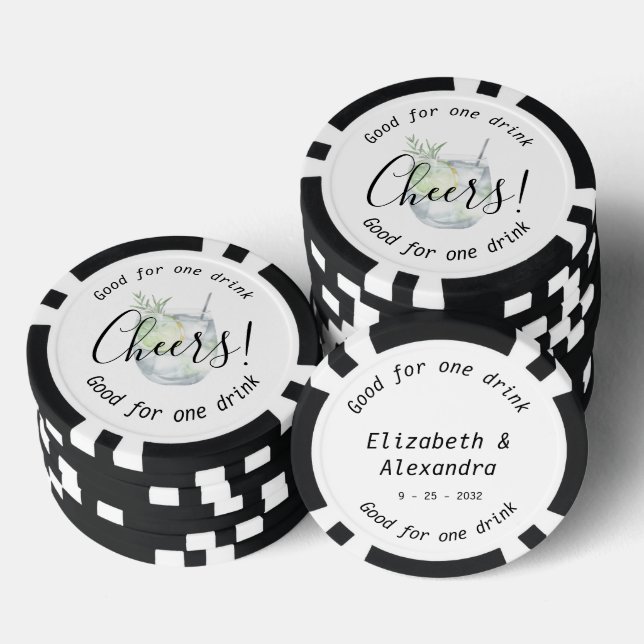 Jetons De Poker Mariage de boisson tonique moderne Cheers Gin Toni (Empiler)