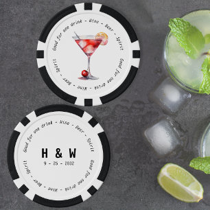 Jetons De Poker Mariage du bon de boisson Black White