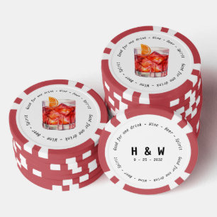 Jetons De Poker Mariage du bon de boisson Black White Negroni