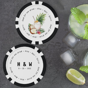 Jetons De Poker Mariage du bon de boisson moderne Black White Trop