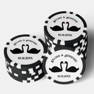 Jetons De Poker Mariage gothique Baiser Black Swans Personnalisé