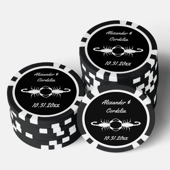 Jetons De Poker Mariage gothique blanc Scorpions sur mesure (Empiler)