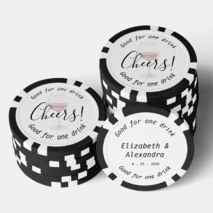 Jetons De Poker Mariage moderne de vin rouge