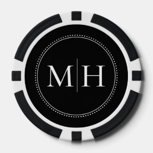 Jetons De Poker Mariage noir personnalisé avec monogramme